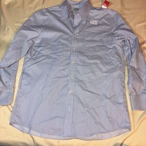 Brooks Brothers Mens 15.5 32 Slim Fit Striped Button Down Shirt Blue White USA